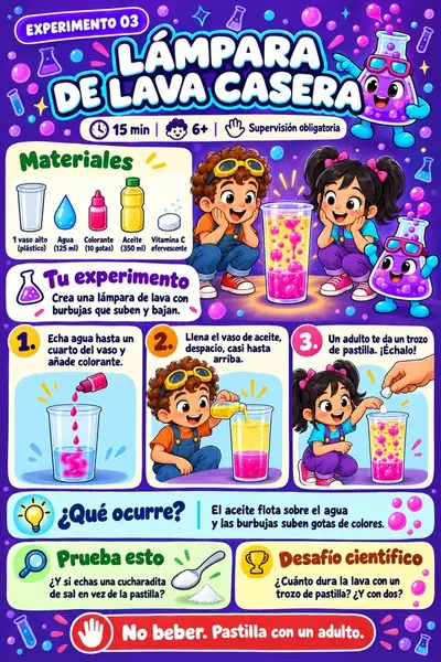 Página de actividad: Lámpara de lava casera
